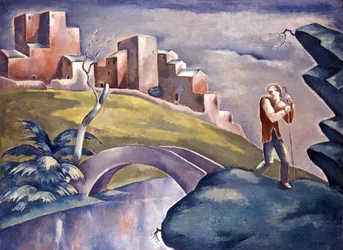 Landskap med mänskliga figurer, Landskap med en vandrare